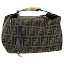 Pochette de vanité en toile Zucca FENDI marron noir Auth 84448 - Fendi