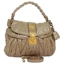 Miu Miu Matelasse Hand Bag Leather 2way Beige Auth bs16263