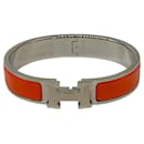 Hermes Orange Enamel / Silver Clic H Bracelet - Hermès