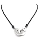 COLLIER DINH VAN MENOTTES R20 HALSKETTE SCHWARZES BAND MASSIVES SILBER 925 - Dinh Van