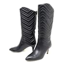 GUCCI NINA MARMONT 443396 37.5 IT BLACK LEATHER BOOTS SHOES - Gucci