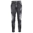 Balmain Distressed Straight-Leg Jeans in Black Cotton