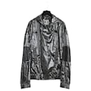 Chanel 1995s Chaqueta Blouson FR38 Brillante Gris Oscuro Impermeable US8