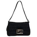 FENDI Zucchino Canvas Mini Mamma Baguette Shoulder Bag Black Auth am6553A - Fendi