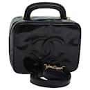 CHANEL Vanity Hand Bag Enamel 2way Black CC Auth am6641 - Chanel