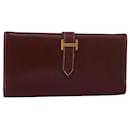 HERMES Bean Wallet Leather Brown Auth bs16487 - Hermès