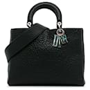 Black Dior Large Canyon Grained Lambskin Lady Dior Satchel