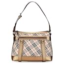 Bolsa de ombro em lona Nova Check Burberry dourada