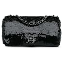 Black Chanel Medium Sequins Single Flap Shoulder Bag