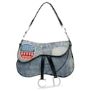 Blue Dior Denim Speedway Double Saddle Shoulder Bag