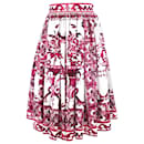 Maxi-Popeline-Rock mit Majolica-Druck in Pink von Dolce & Gabbana