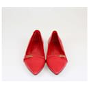 Hermes Red Pointed Toe Laura Flats - Hermès