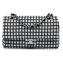 White Chanel Medium Classic Ribbon Tweed Double Flap Shoulder Bag