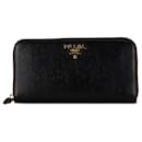 Cartera Continental Zip Around Vitello Move Negra de Prada