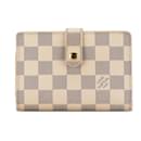 Portefeuille français Louis Vuitton Damier Azur blanc