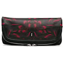 Clutch pieghevole in pelle nera con stampa di tulipani Alexander McQueen - Alexander Mcqueen