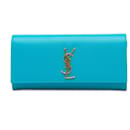 Blue Saint Laurent Grain de Poudre Monogram Cassandre Clutch