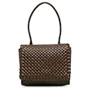 Borsa a spalla in patent Intrecciato Patti di Bottega Veneta marrone