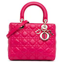 Bolsa Lady Dior em couro de cordeiro rosa Cannage médio