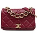 Borsa a tracolla piccola in pelle di agnello rossa Chanel Color Match Flap