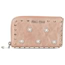 Pink Miu Miu Embellished Leather Coin Pouch