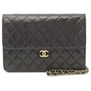 Black Chanel CC Quilted Lambskin Single Flap Crossbody Bag