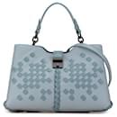 Blue Bottega Veneta Intrecciato Napoli Satchel