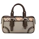 Graue Burberry Nova Check Canvas-Handtasche