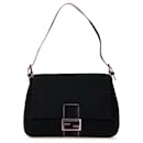 Black Fendi Zucchino Canvas Mamma Forever Shoulder Bag