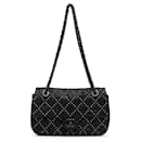 Black Chanel Washed Lambskin Studded Metal Beauty Flap Shoulder Bag