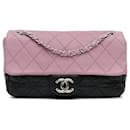 Pink Chanel Medium Bicolor Lambskin and Calfskin CC Chain Flap Shoulder Bag