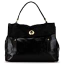 Gran bolso Muse Two de cuero patentado negro y pelo de pony Yves Saint Laurent