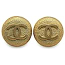 Gold Chanel Gold Plated CC Clip On Earrings