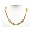 Gold Chanel Gold Plated Crown and CC Medallion Station Necklace