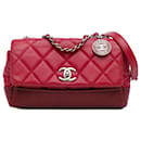 Red Chanel Small Quilted Lambskin and Caviar Bi Coco Flap Crossbody Bag