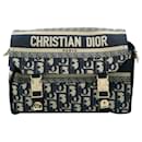 Petit sac messager Diorcamp en toile oblique navy Christian Dior