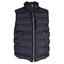 Gilet trapuntato slim-fit in poliamide blu navy con dettagli in pelle Tom Ford