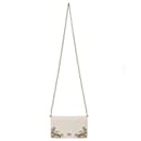 Coach Callie Foldover Chain Clutch With Metal Tea Rose in White Leather