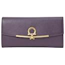 Portefeuille Continental Gancini Ferragamo en cuir violet - Salvatore Ferragamo