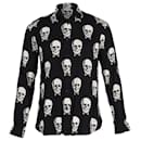 Saint Laurent Skull Print Shirt in Black Viscose