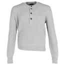 Tom Ford Ribbed Knit Buttoned Sweater in Grey Wool