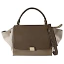 Céline Trapèze shoulder bag in linen and leather