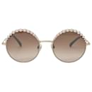 Chanel CH4234H Pearl Round Sunglasses in Gold Metal