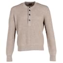  Tom Ford Ribbed Knit Buttoned Sweater in Brown Wool