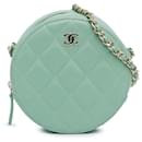 Chanel Green Quilted Lambskin Round Crossbody