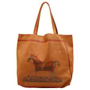 Hermes Double Sens 36 Horse Print Reversible Tote Bag in Orange Leather - Hermès