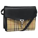 BURBERRY Nova Check Shoulder Bag Canvas Leather Beige Black Auth bs16405 - Burberry