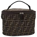 Neceser de lona Zucca FENDI marrón negro Auth bs16396 - Fendi