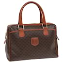 CELINE Macadam Canvas Boston Bag PVC Leather Brown Auth 83675 - Céline