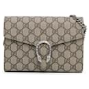 Brown Gucci Mini GG Supreme Dionysus Wallet on Chain Crossbody Bag